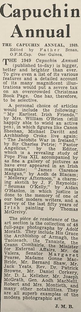 Irish Press review of ‘The Capuchin Annual’