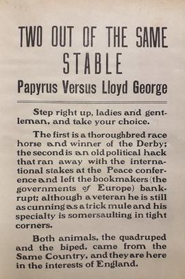 Two out of the stable / Papyrus versus Lloyd George