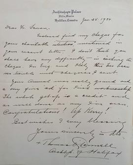 Letter from Archbishop Thomas O’Donnell