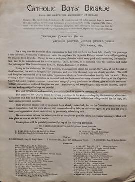 Circular letter from the Catholic Boys’ Brigade Committee