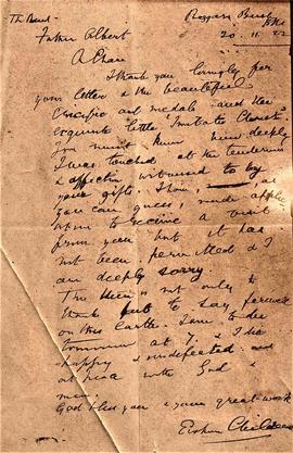 Photographic copy of a letter from Robert Erskine Childers to Fr. Albert Bibby OFM Cap.
