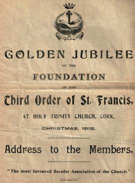 Flier for the Golden Jubilee of Third Order of St. Francis, Cork