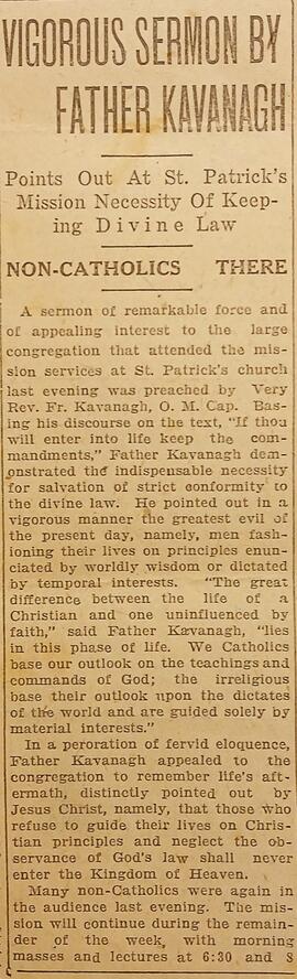 Vigorous Sermon by Father Stanislaus Kavanagh