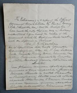 Copy agreement between the Diocese of Harrisburg and Conventual Friars in Pennsylvania