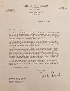 Letter from Frank Sheed