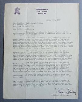 Letter from Archbishop Michael J. Curley to Fr. Brendan O’Callaghan