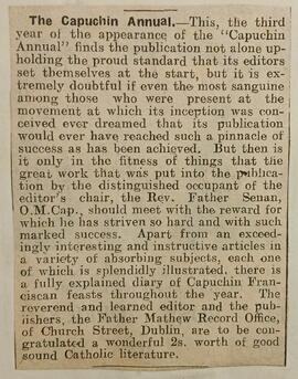 The ‘Cork Examiner’ review of ‘The Capuchin Annual’ (1932)