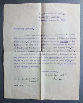 Directive regarding the Appointment of House Archivists and the Compilation of Catalogues