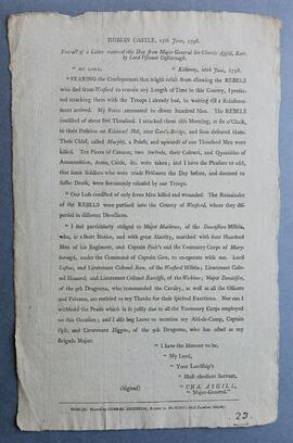 Extract of a letter received this day from Major General Sir Charles Asgill, Bart. by Lord Viscount Castlereagh