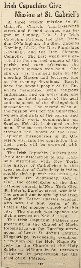 Irish Capuchins give mission at St. Gabriel’s, New York