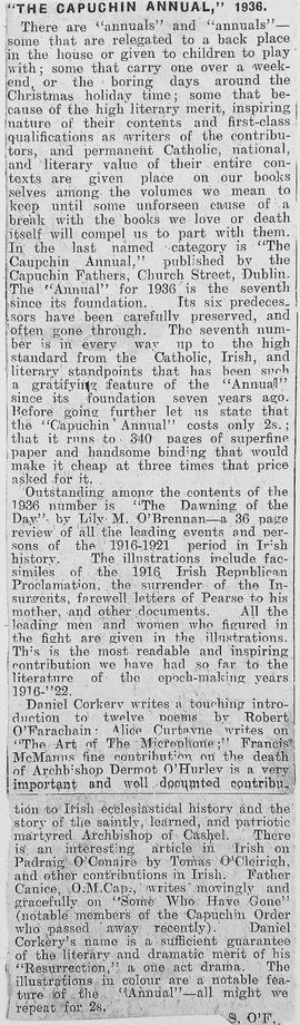 ‘The Nationalist’ review of ‘The Capuchin Annual’ (1936)