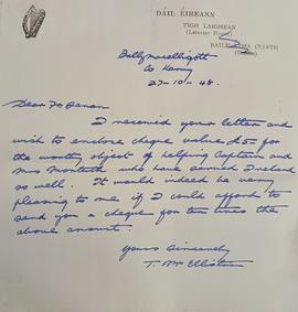 Letter from Tom McEllistrim