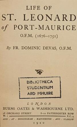 Life of St. Leonard of Port-Maurice