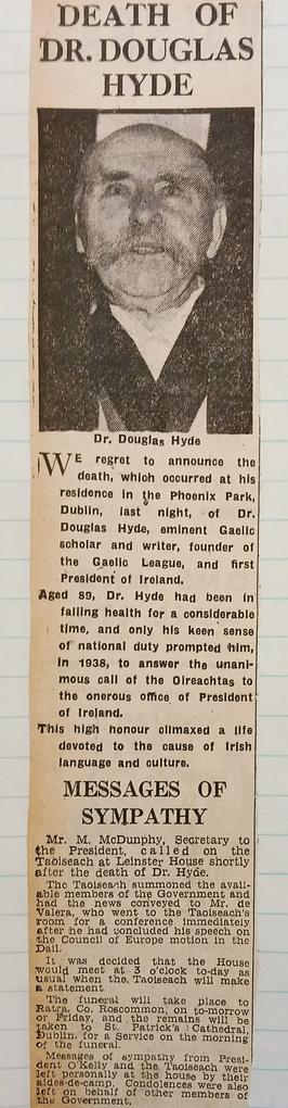 Death of Douglas Hyde