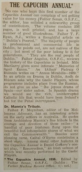 ‘The Nation’ Review of ‘The Capuchin Annual’ (1930)