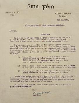 Circular letter re the collection of income tax