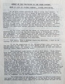 Canonical Visitation Report for 1953