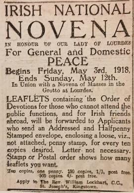 Irish National Novena for General and Domestic Peace