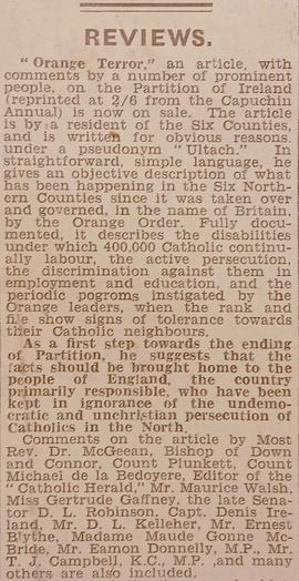 ‘Drogheda Independent’ review of the ‘Orange Terror’ offprint
