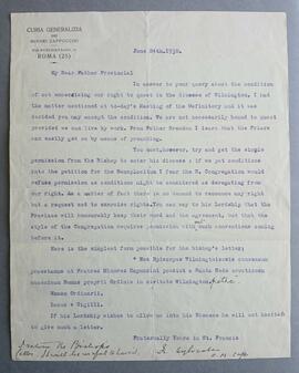 Letter from Fr. Sylvester Mulligan