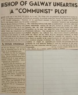 Bishop of Galway unearths a ‘Communist’ plot