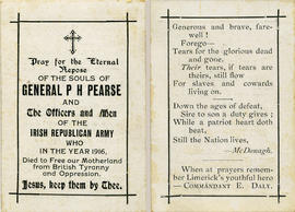 For the souls of General P. H. Pearse and the Officers and Men of the Irish Republican Army