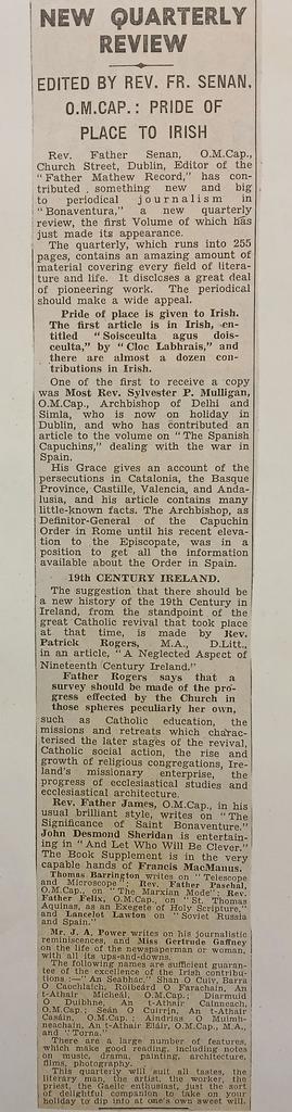 ‘Irish Press’ review of ‘Bonaventura’ (1937)