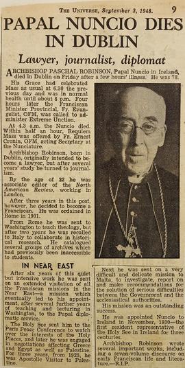 Papal Nuncio dies in Dublin