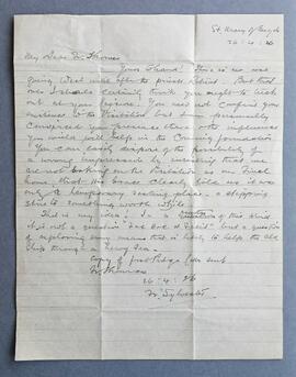 Letter from Fr. Sylvester Mulligan