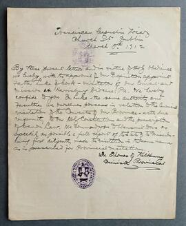 Letter from Fr. Thomas Dowling