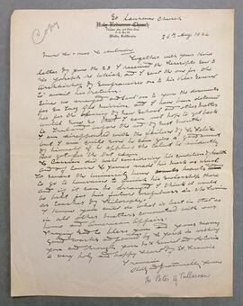 Copy letter from Fr. Peter Bowe to Fr. Antonine Wilmer