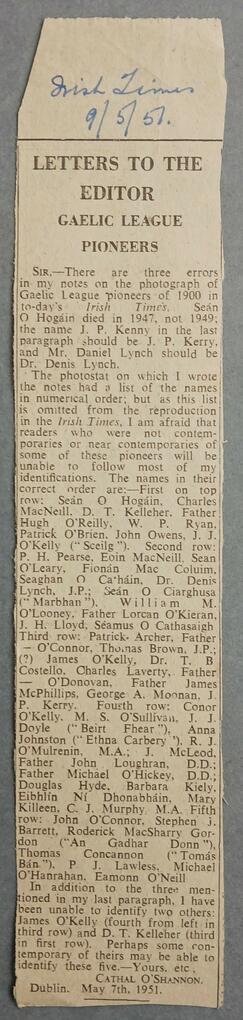 Gaelic League Pioneers