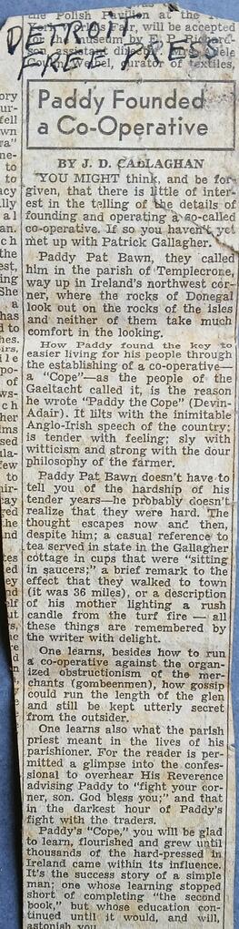 Paddy founded a Co-operative