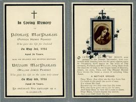 Memorial card for Pádraig MacPiarais and William MacPiarais