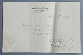 Statement of Masses for the Sacred Heart Rectory, Lincoln, Nebraska