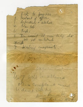 List of demands made by Thomas MacDonagh at Richmond Barracks