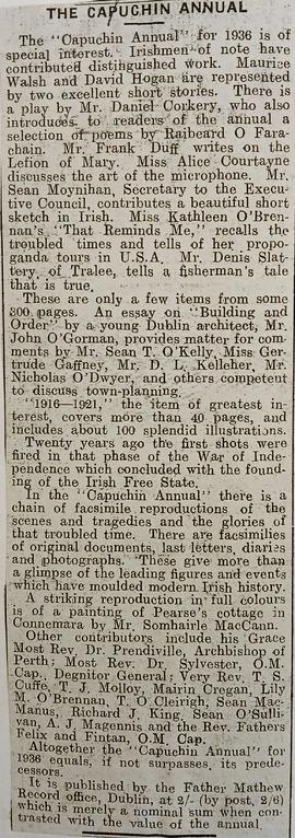 ‘Kilkenny People’ review of ‘The Capuchin Annual’ (1936)