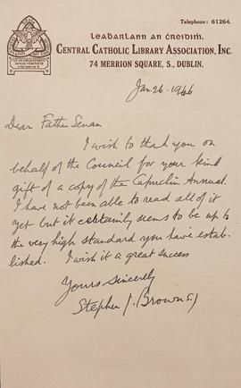 Letter from Fr. Stephen Brown SJ