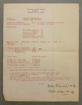 Statistical and financial report for St. Mary’s Parish, Ukiah