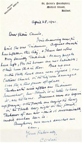 Letter from Fr. C. O’Neill to Fr. Canice Bourke OFM Cap.