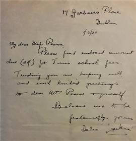 Letter to Margaret Mary Pearse from Delia Larkin