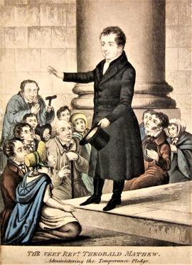 Framed Print showing Father Mathew administering the pledge