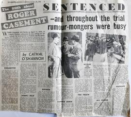 Newspaper Clippings re Roger Casement