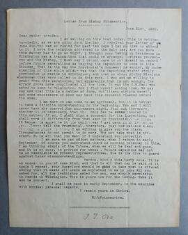 Copy letter from Bishop Edmond John Fitzmaurice