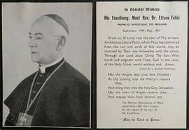 Memoriam card for Monsignor Ettore Felici