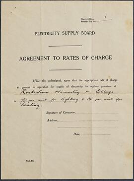 Electricity Supply Board (ESB) Agreement and Utility Tariff Schedule for Rochestown College