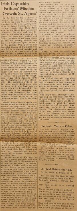 Irish Capuchin Fathers’ Mission Crowds St. Agnes, New York