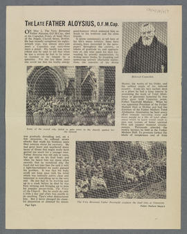 Tribute to Fr. Aloysius Travers OFM Cap. in 'The Father Mathew Record'