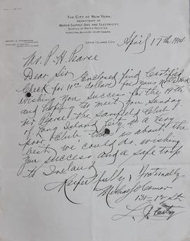 Letter to Patrick Pearse from Michael O’Connor