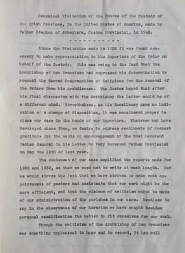 Canonical Visitation Report for 1940